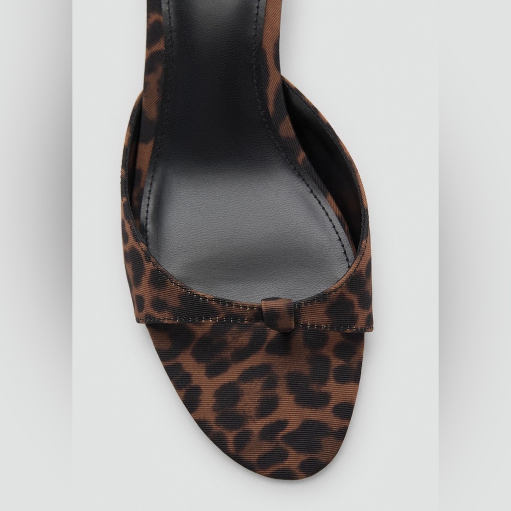 MANGO Leopard Print Kitten Heel Thong Sandals Slip On US 9 EURO 40 New - Picture 5 of 12